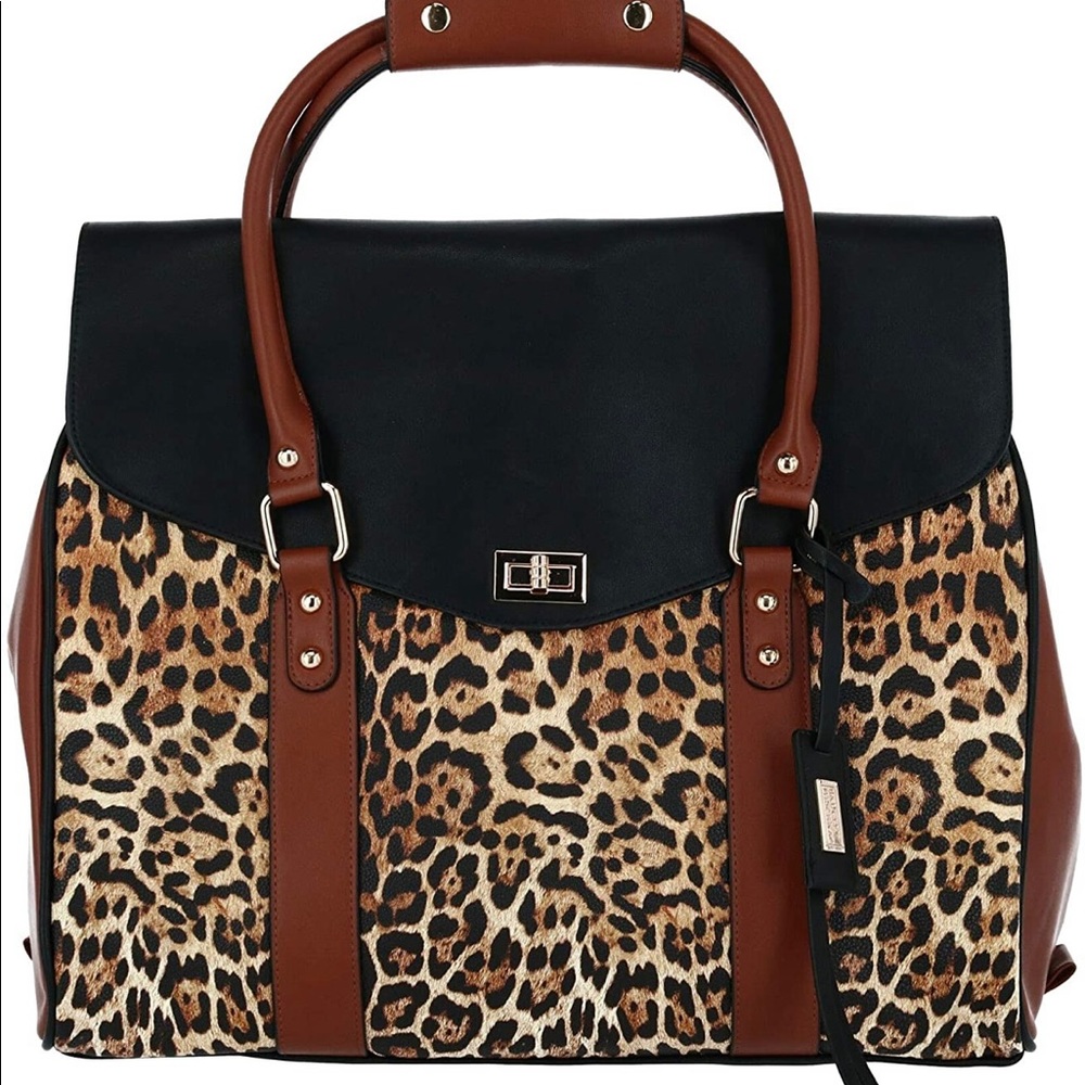 Badgley Mischka Leopard Print Weekender Bag NWT